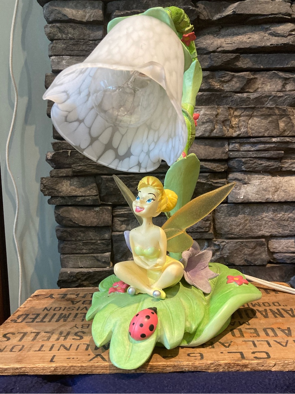 Hampton Bay Tinkerbell Table Lamp with Flower Shade and Ladybug Accent
